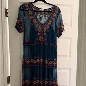 Embroidered Teal Dress
